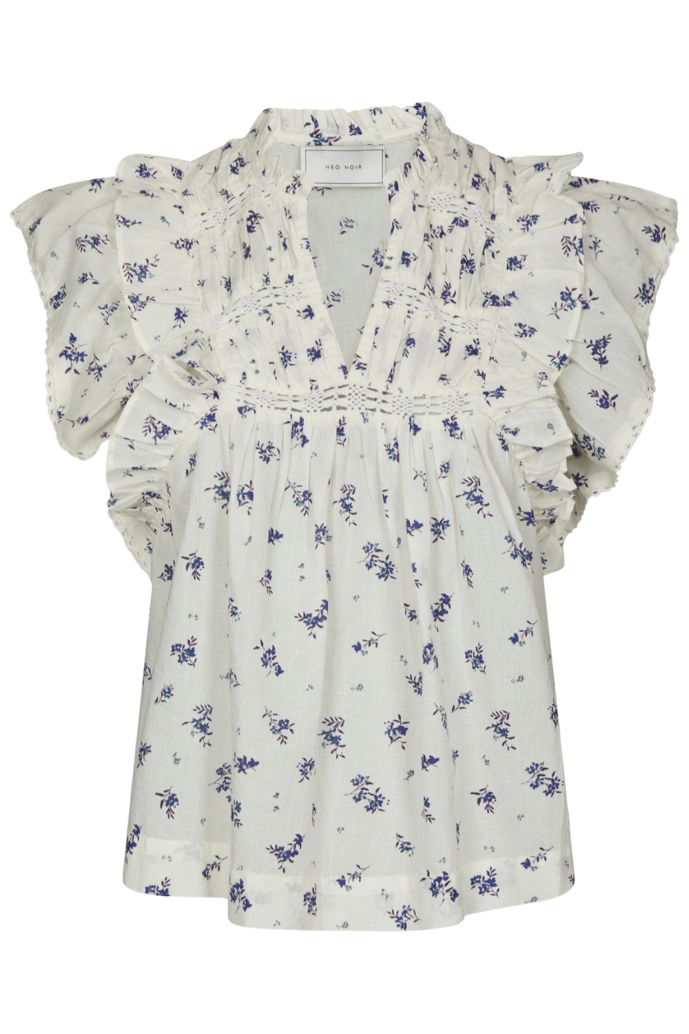 Jayla Small Blossom Top - White Blue