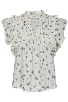 Jayla Small Blossom Top - White Blue
