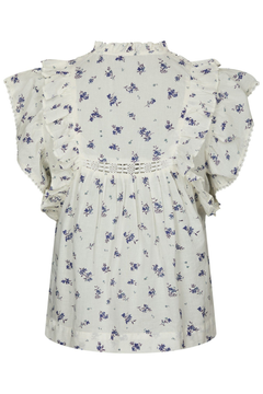 Jayla Small Blossom Top - White Blue