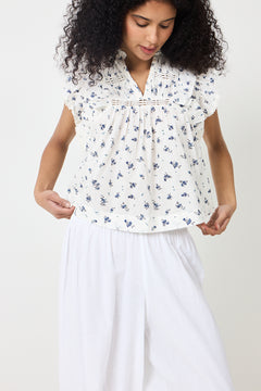 Jayla Small Blossom Top - White Blue