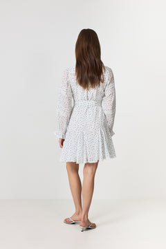 Birgitte Print Flower Dress - Off White