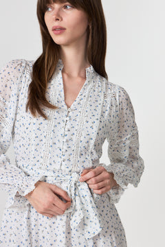 Birgitte Print Flower Dress - Off White