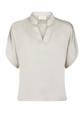 Anelle Heavy Sateen Blouse - Pearl