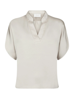 Anelle Heavy Sateen Blouse - Pearl