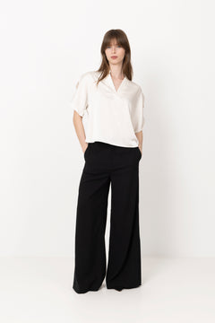 Anelle Heavy Sateen Blouse - Pearl