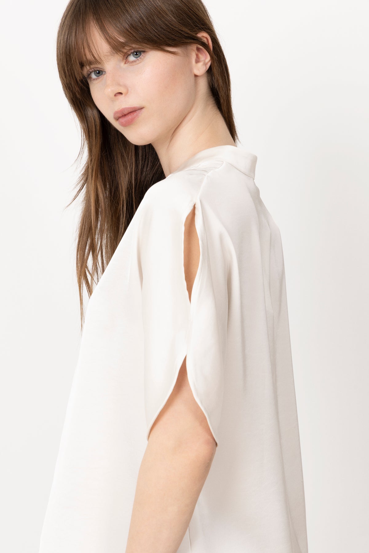 Anelle Heavy Sateen Blouse - Pearl