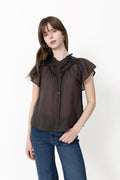Vinsa S Voile Top - Dark Brown