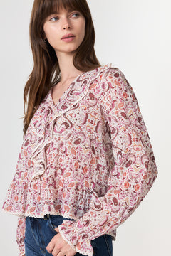 Ajda Paisley Dance Blouse - Rose