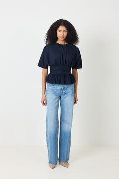 Annegret Poplin Blouse - Navy
