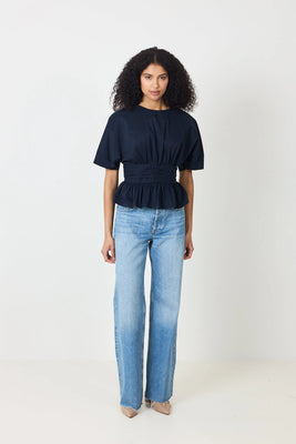 Annegret Poplin Blouse - Navy