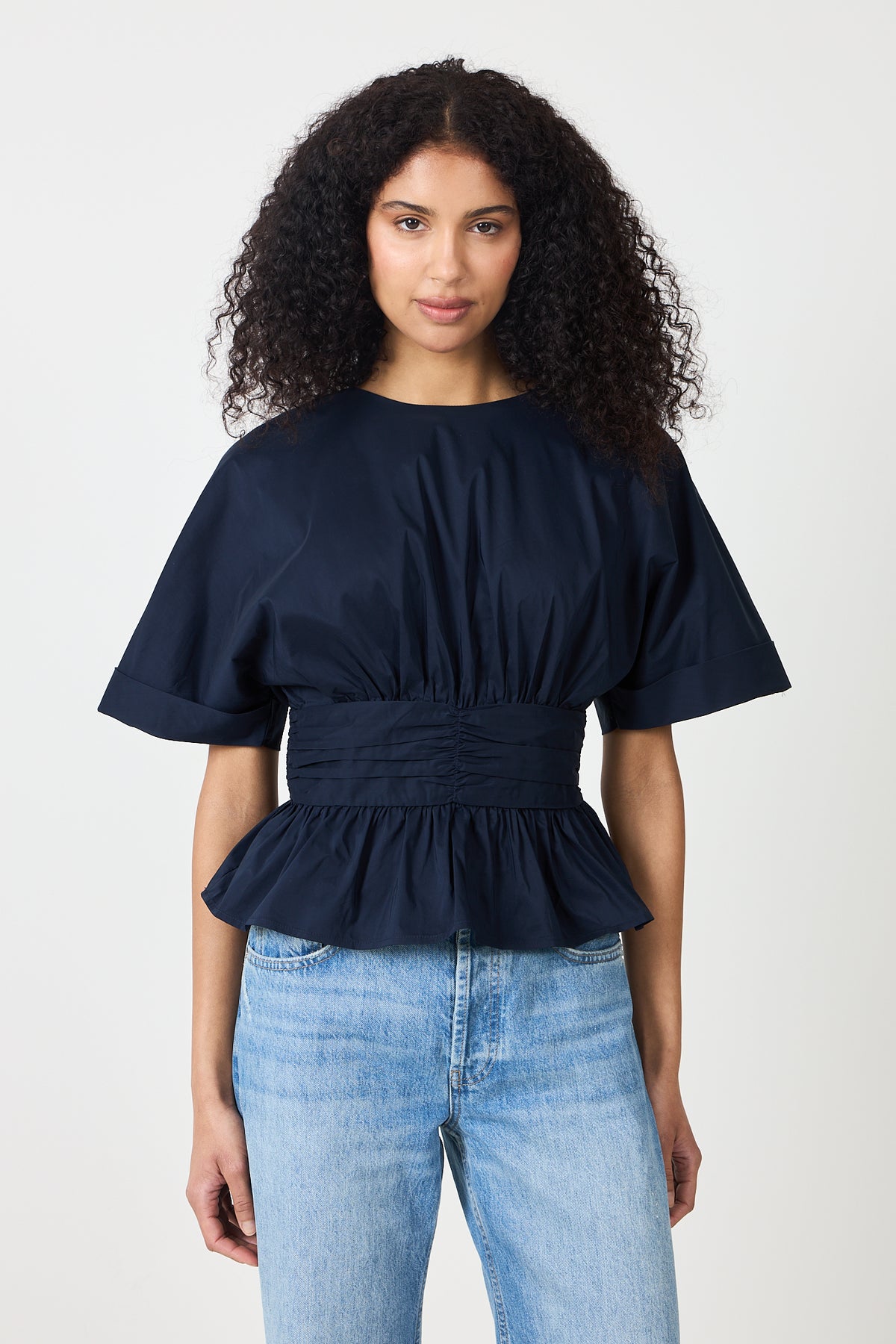 Annegret Poplin Blouse - Navy