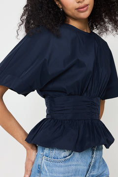 Annegret Poplin Blouse - Navy
