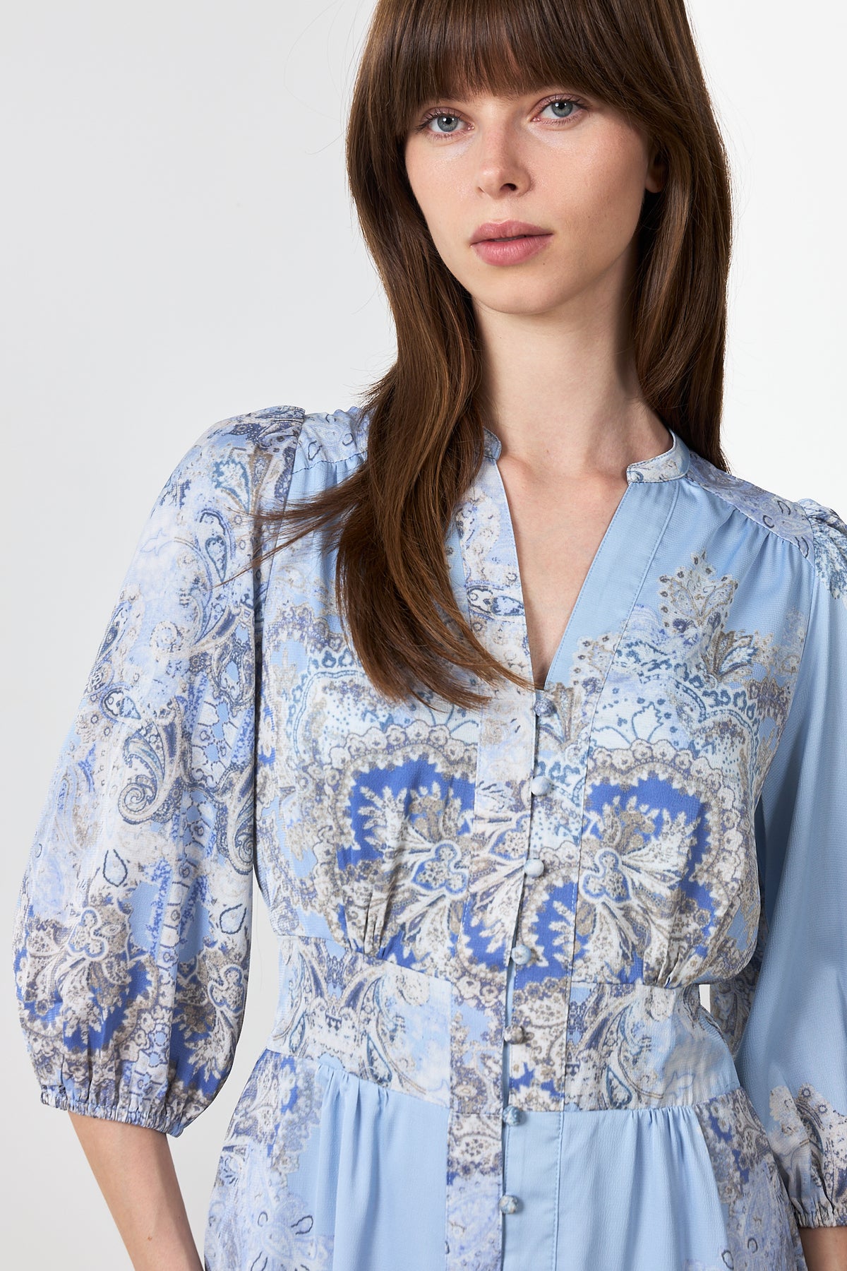 Stellar Artist Paisley Dress - Light Blue