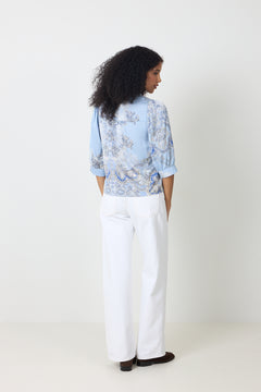 Roselle Artist Paisley Blouse - Light Blue