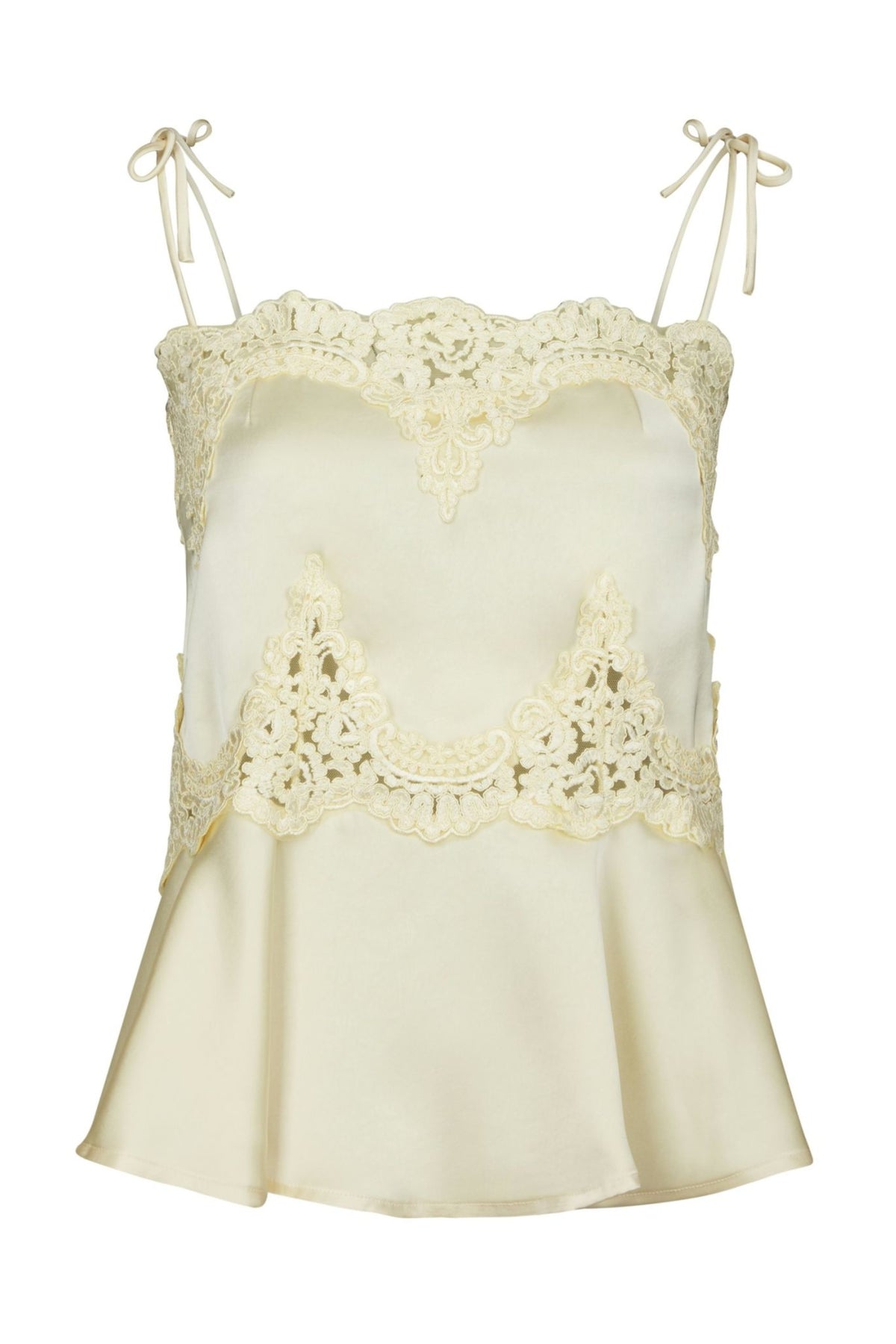 Kaela Heavy Sateen Lace Top - Light Yellow