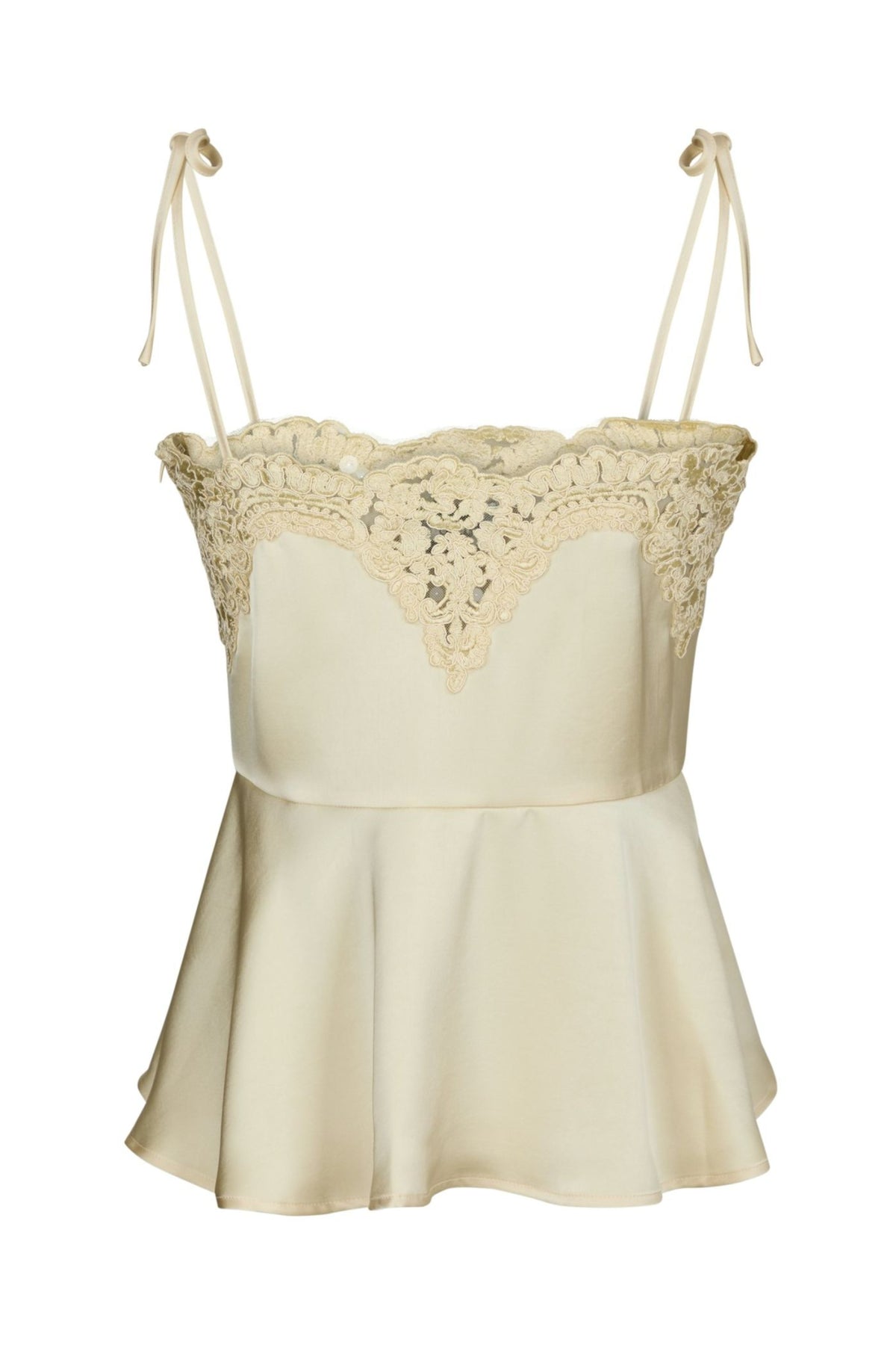 Kaela Heavy Sateen Lace Top - Light Yellow