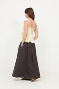 Kaela Heavy Sateen Lace Top - Light Yellow