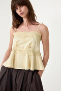 Kaela Heavy Sateen Lace Top - Light Yellow