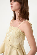 Kaela Heavy Sateen Lace Top - Light Yellow