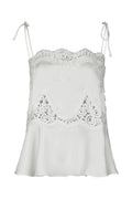 Kaela Heavy Sateen Lace Top - Pearl