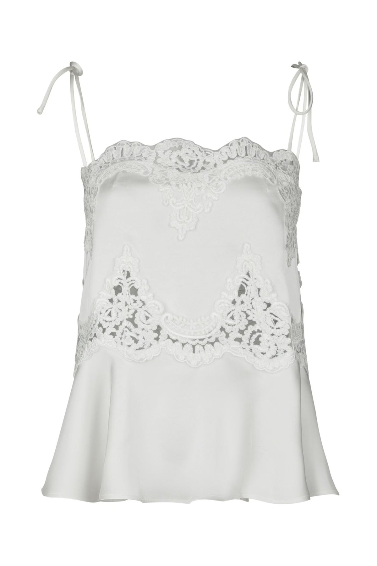 Kaela Heavy Sateen Lace Top - Pearl