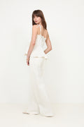 Kaela Heavy Sateen Lace Top - Pearl