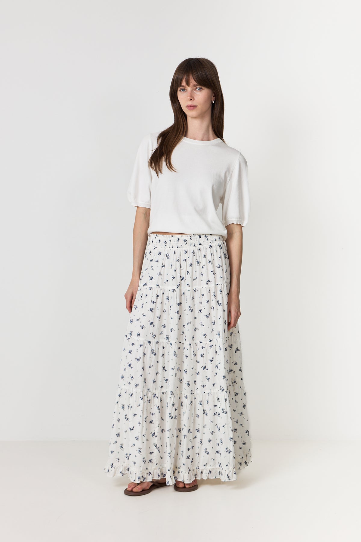 Asta Small Blossom Skirt - White Blue