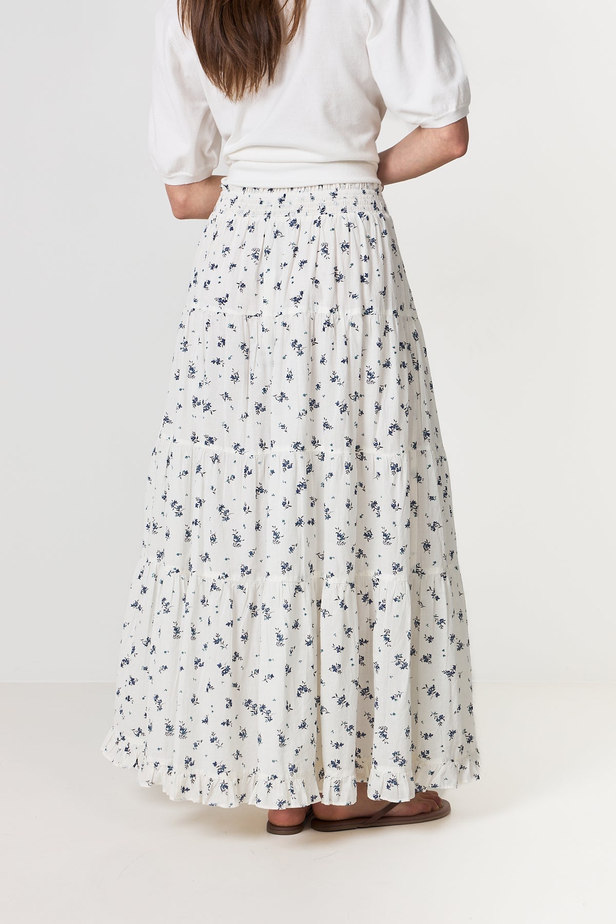 Asta Small Blossom Skirt - White Blue