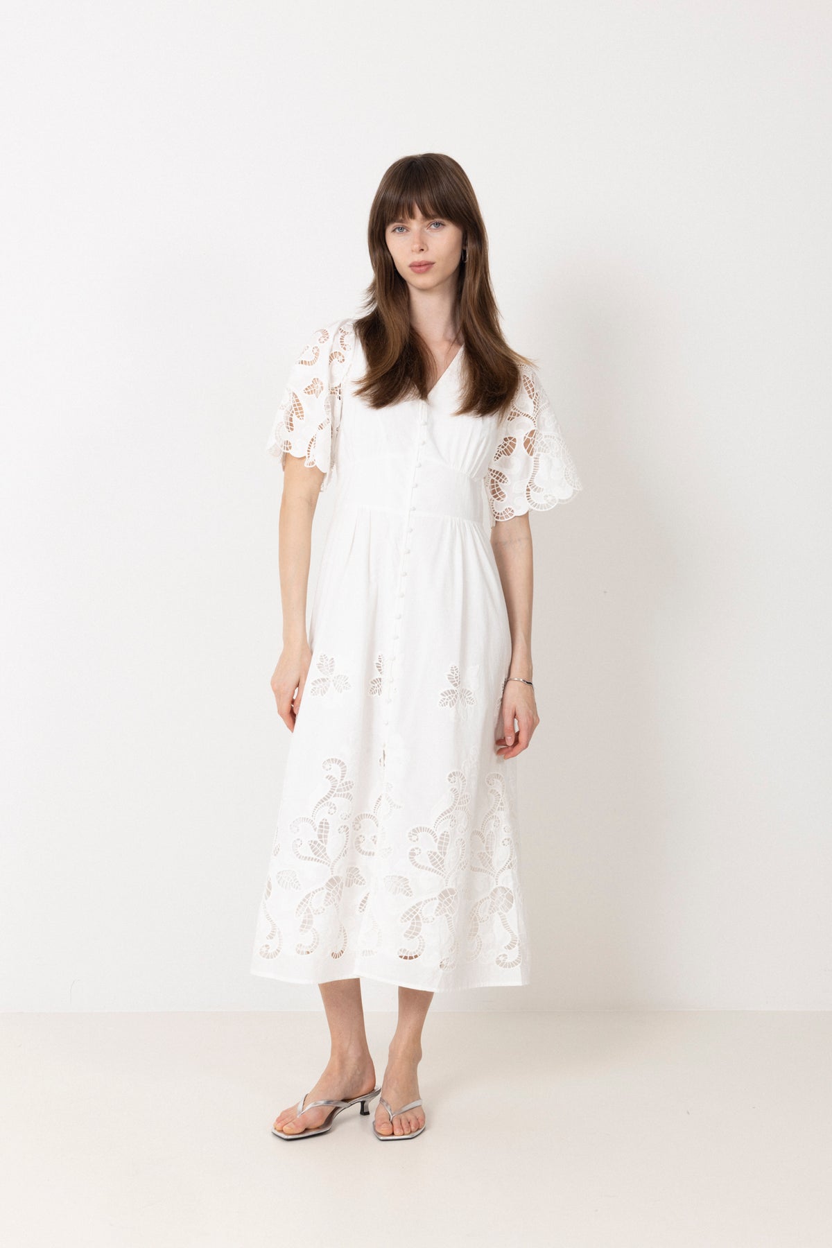 Lunette Emb Dress - White