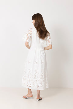 Lunette Emb Dress - White
