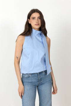 Veda Poplin Top - Light Blue