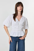 Sapura Mini Dot Blouse - White