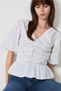 Sapura Mini Dot Blouse - White