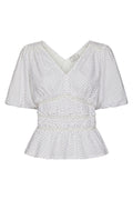 Sapura Mini Dot Blouse - White