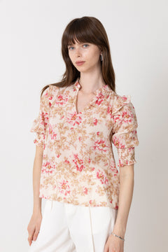 Davina Flower Rose Blouse - Rose