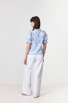 Manet Jacquard Blouse - Light Blue