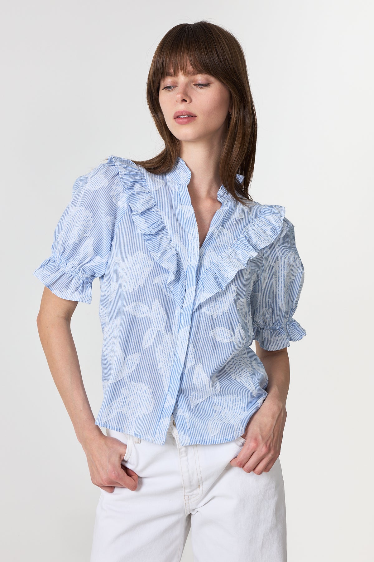 Manet Jacquard Blouse - Light Blue