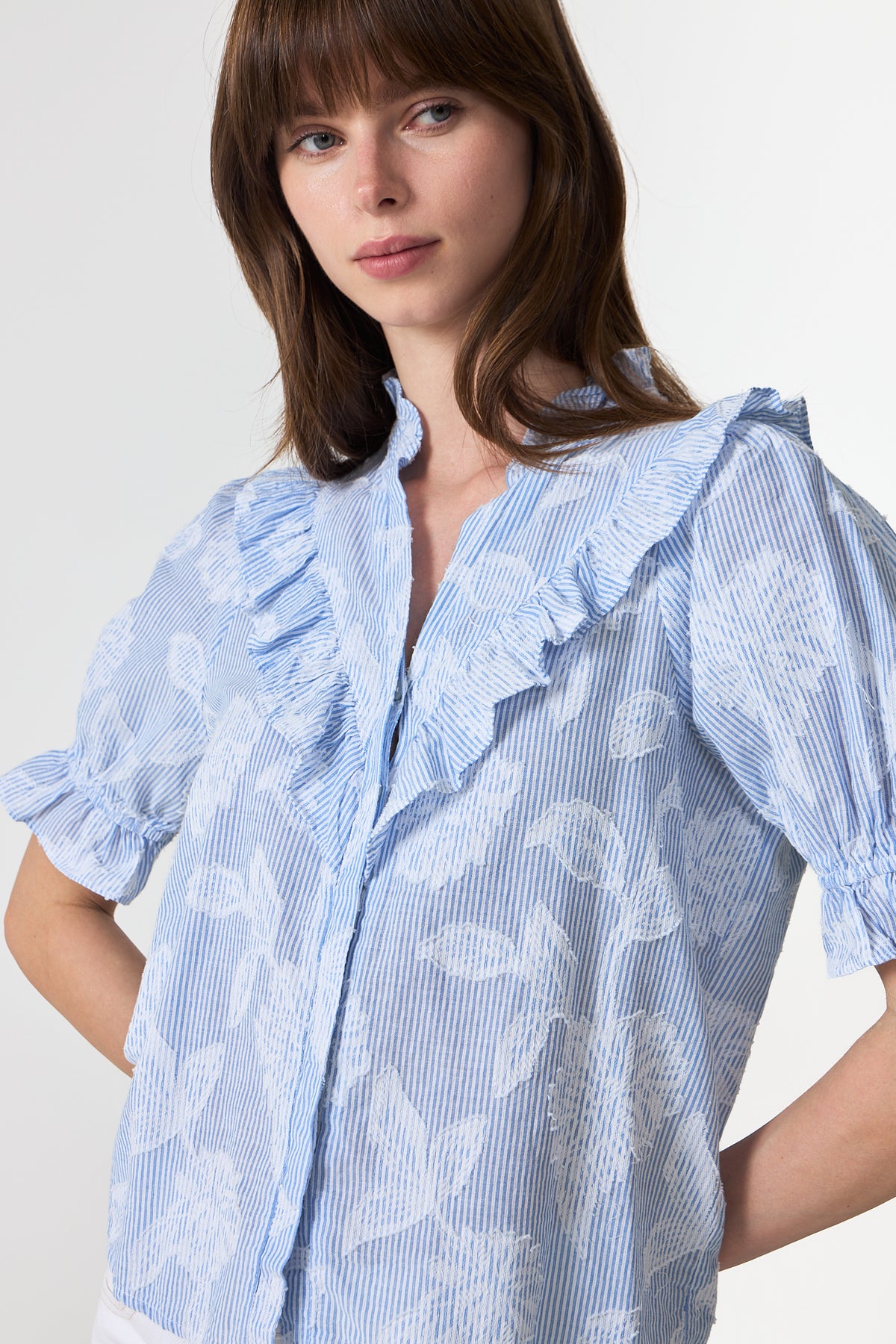 Manet Jacquard Blouse - Light Blue