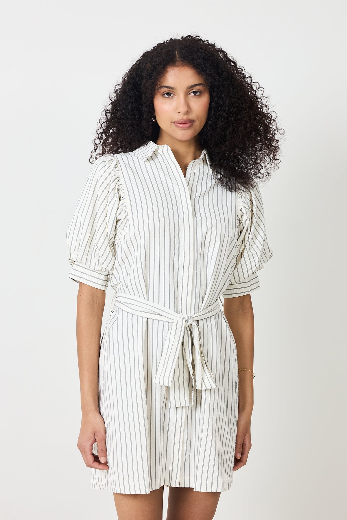 Serene Slim Stripe Dress - Off White
