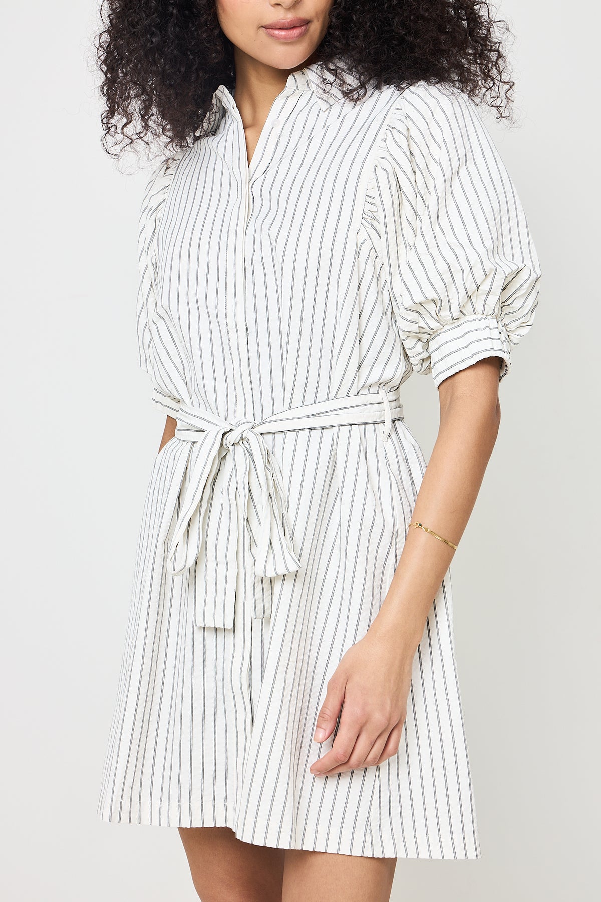 Serene Slim Stripe Dress - Off White