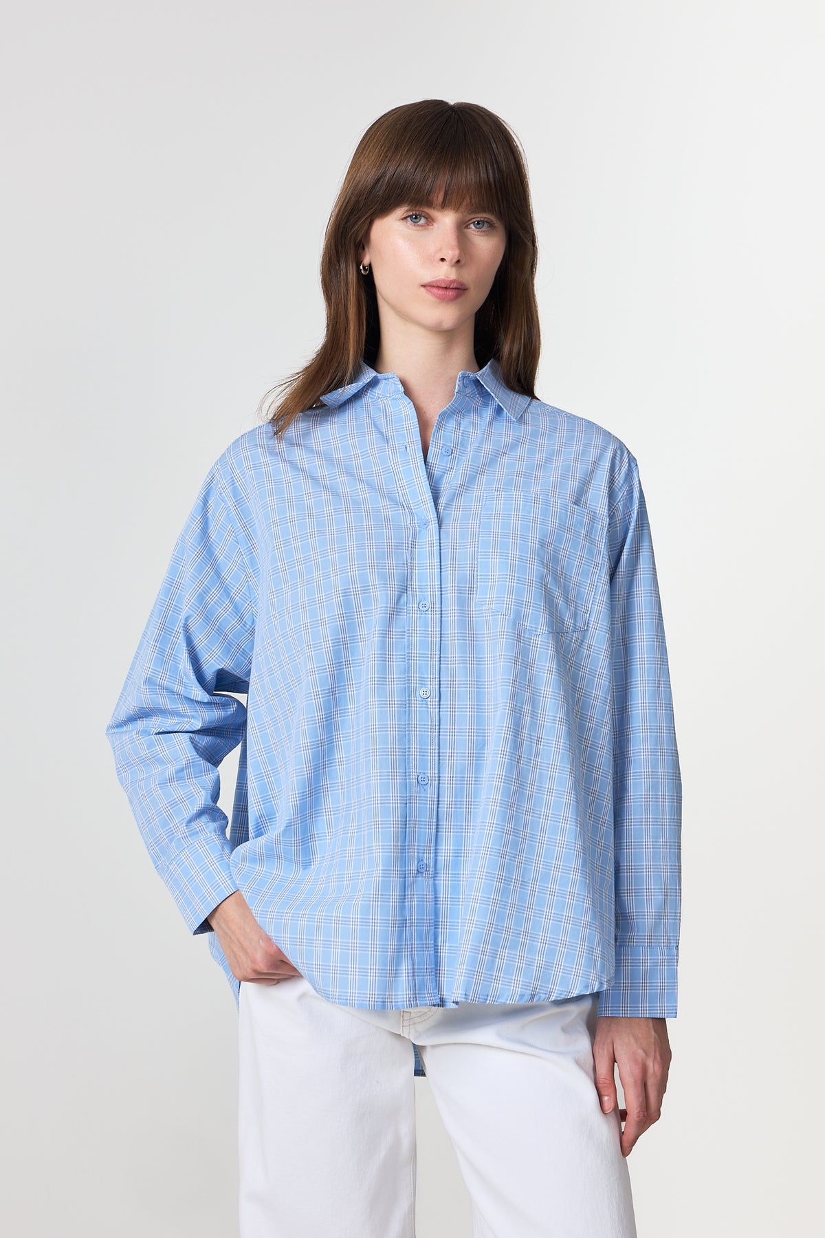 Dalma Triple Check Shirt - Light Blue