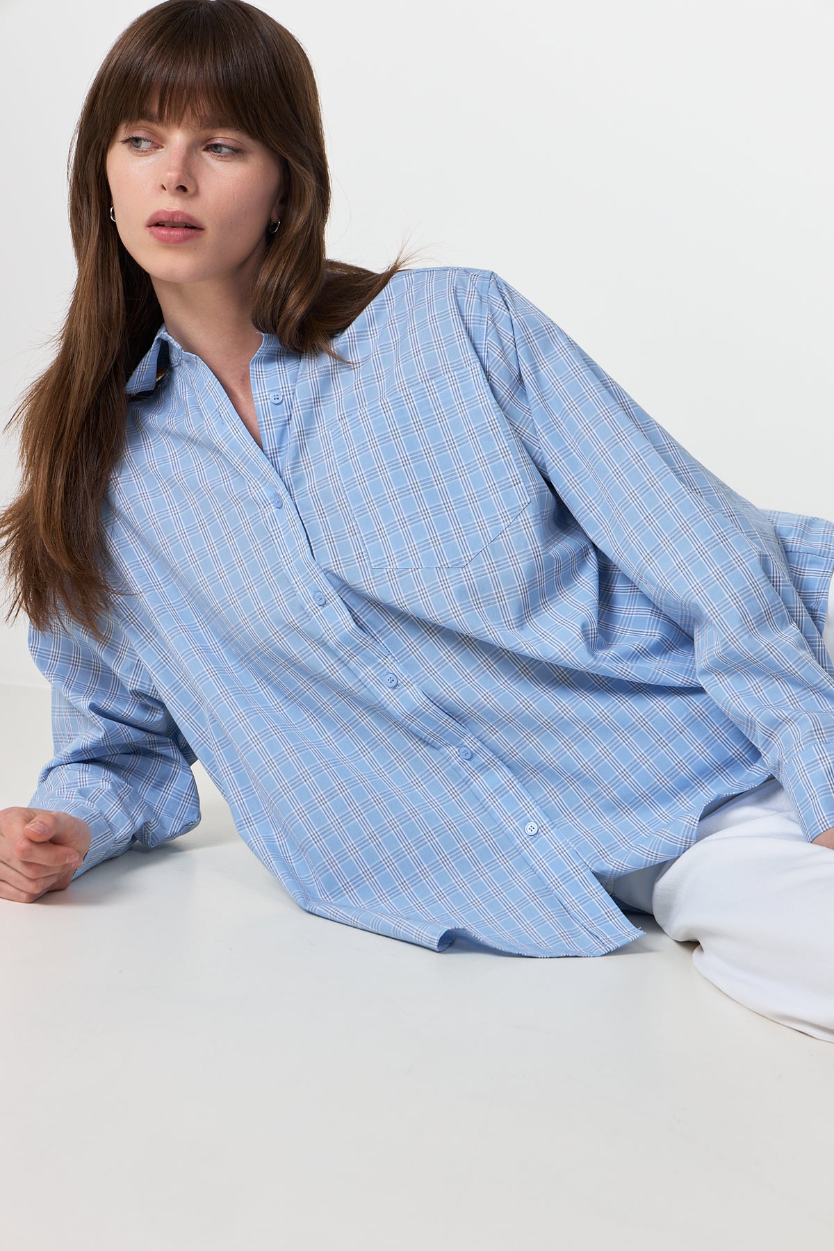 Dalma Triple Check Shirt - Light Blue