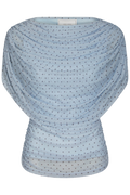 Cottuna Dot Drapy Mesh Top - Light Blue