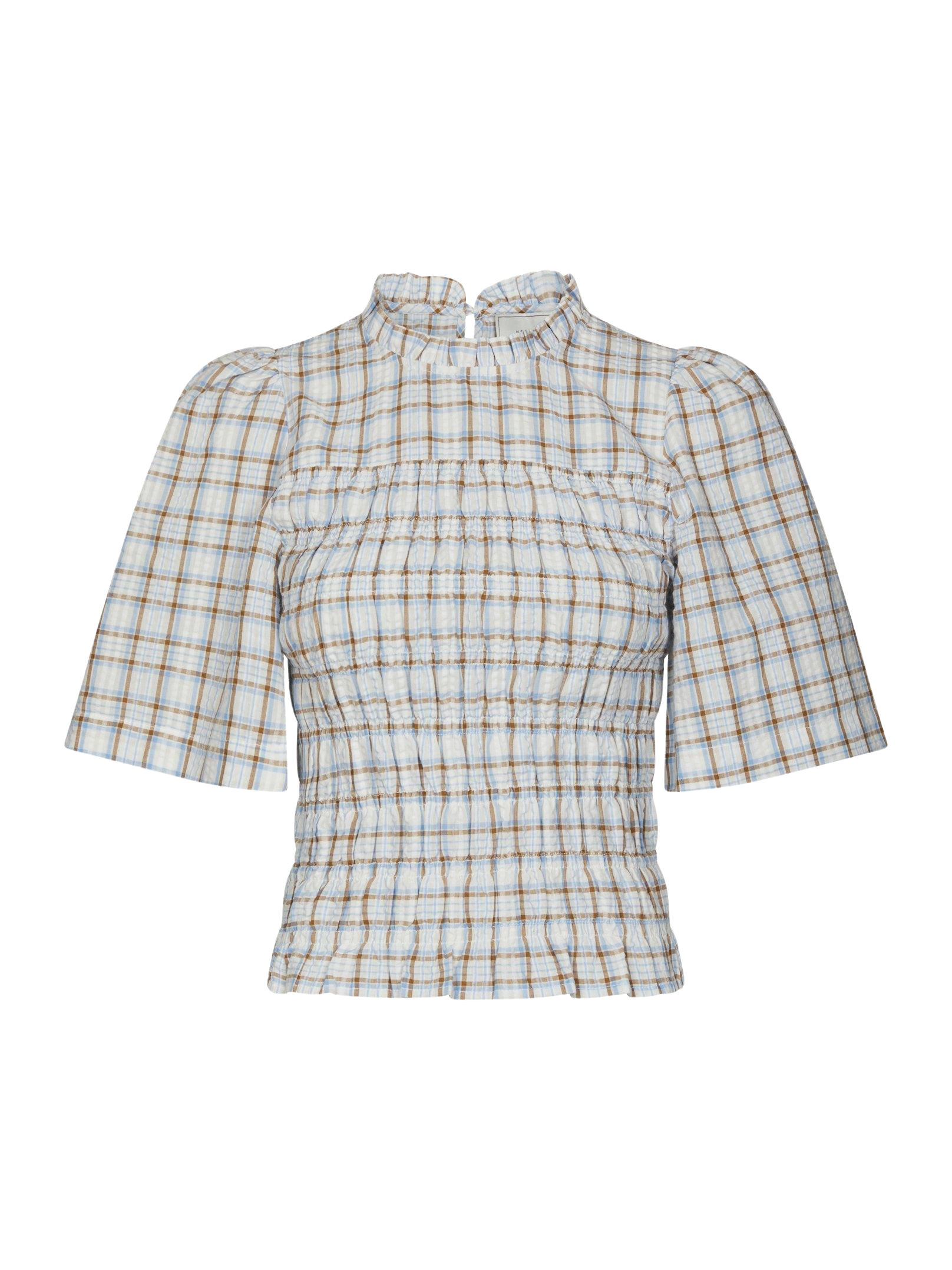Possini Mega Check Blouse - Light Blue