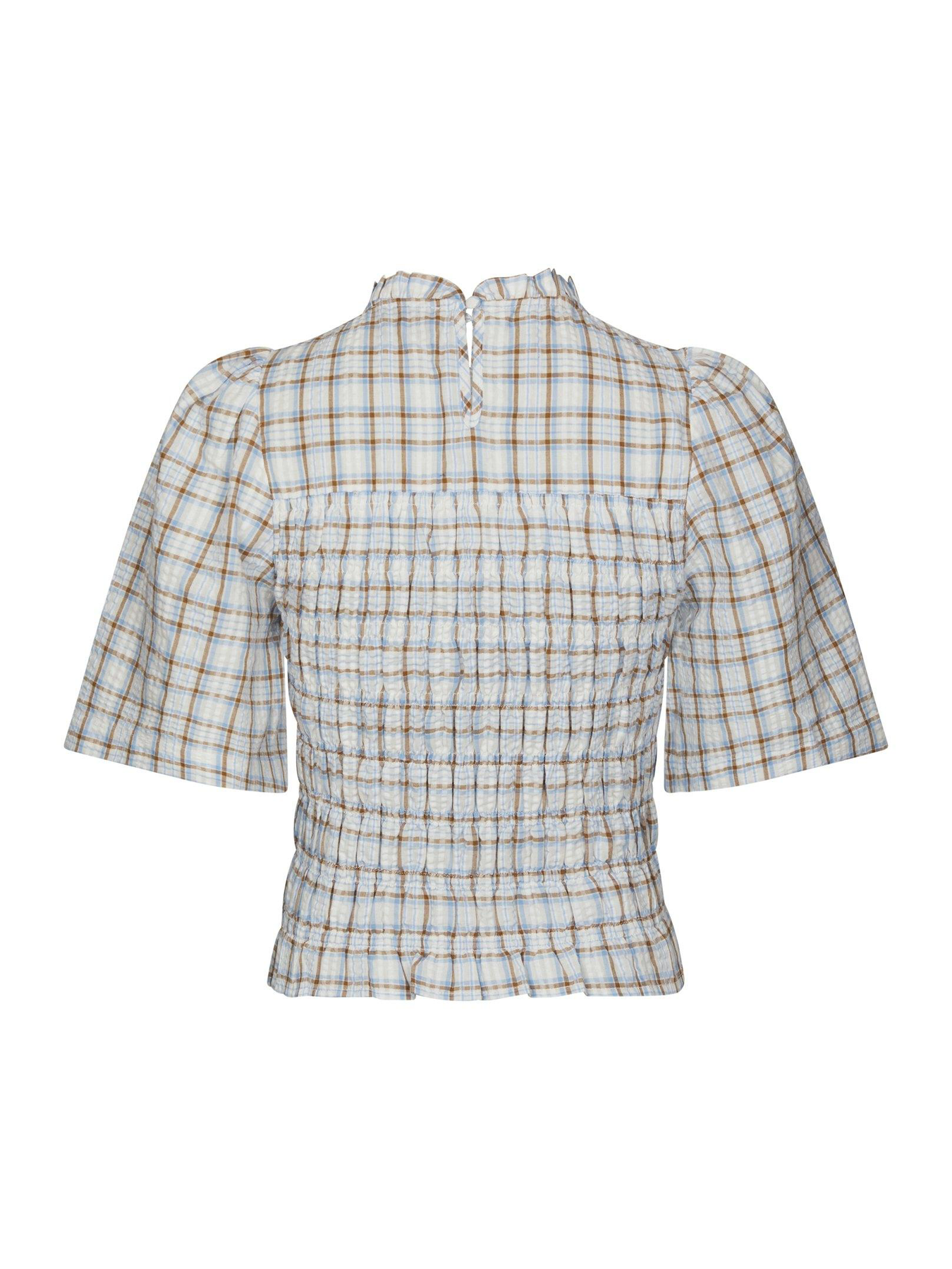 Possini Mega Check Blouse - Light Blue