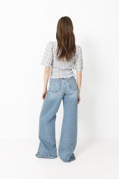 Possini Mega Check Blouse - Light Blue