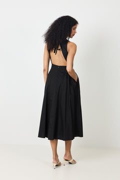 Zora Poplin Dress - Black