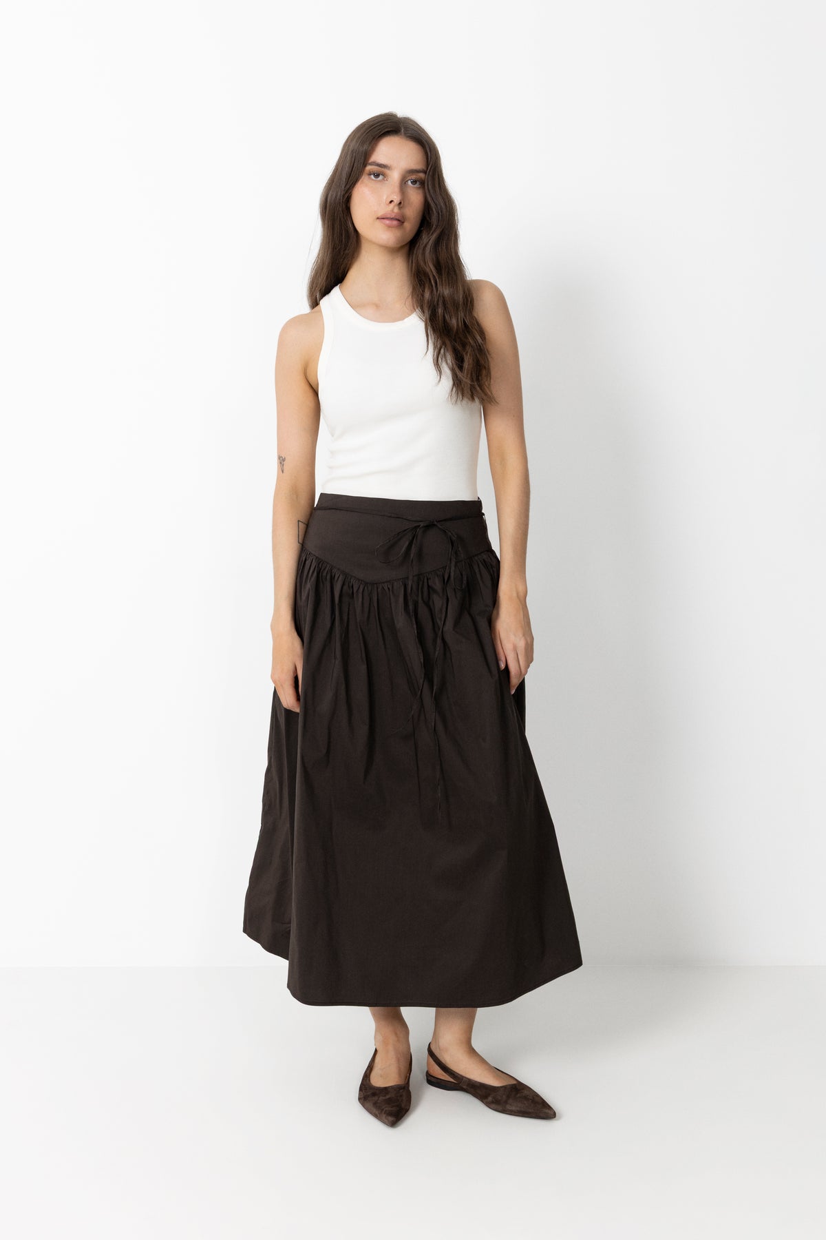 Anais Poplin Skirt - Chocolate Brown