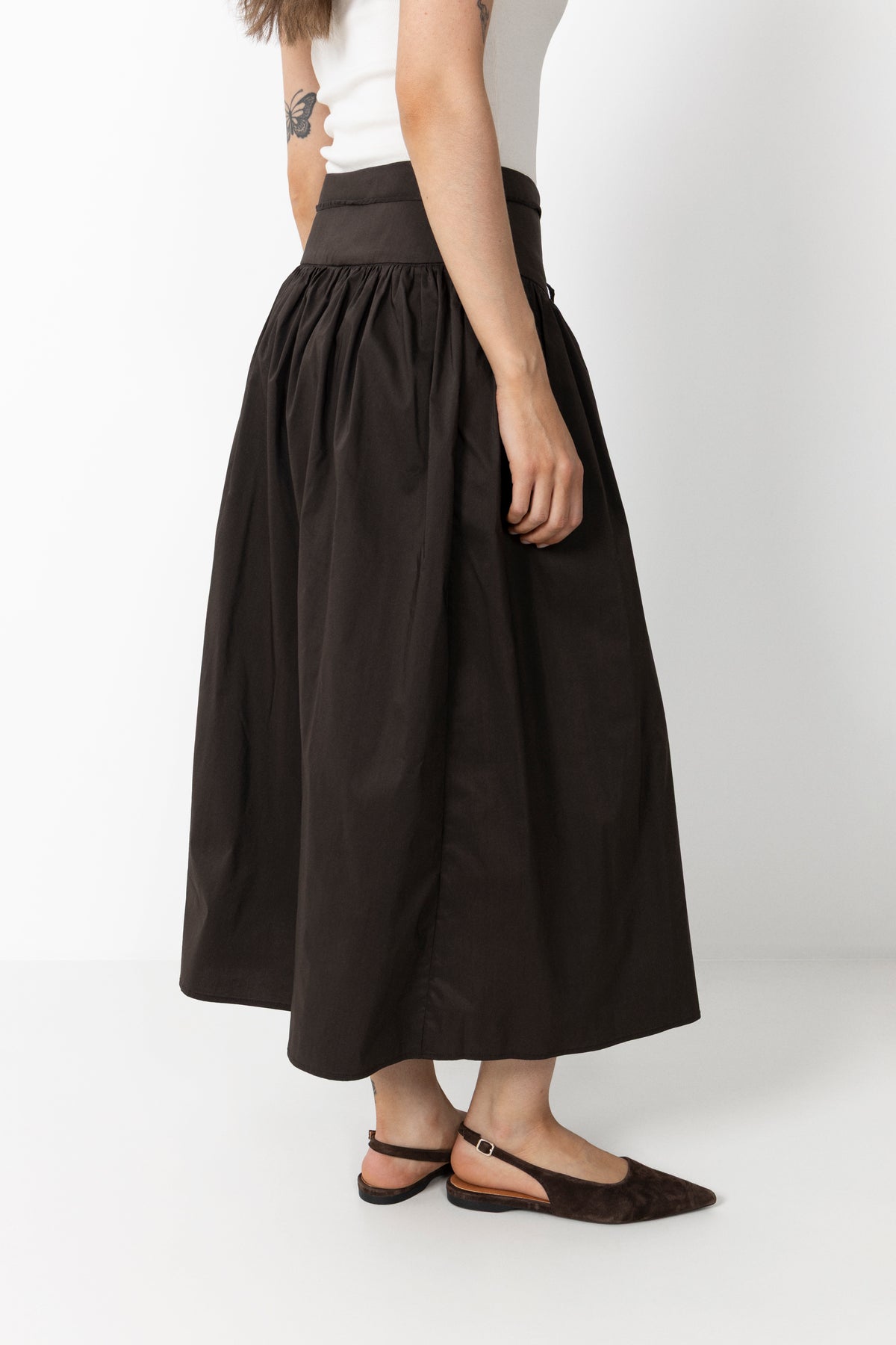 Anais Poplin Skirt - Chocolate Brown