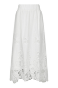 Yara Long Emb Skirt - White